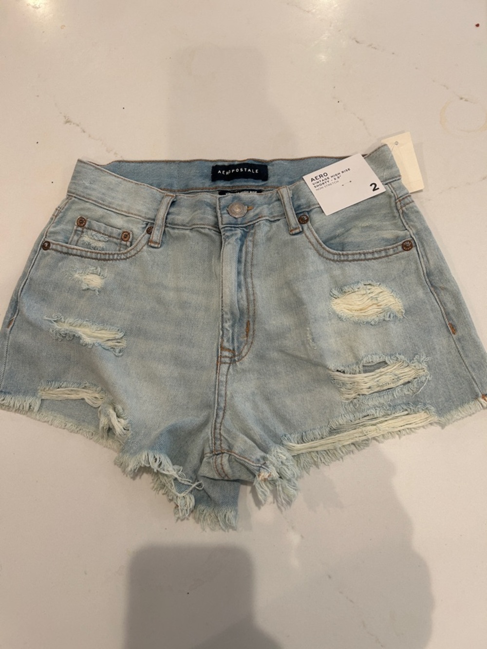 Aeropostale Light Wash Distressed Denim Cutoff Shorts